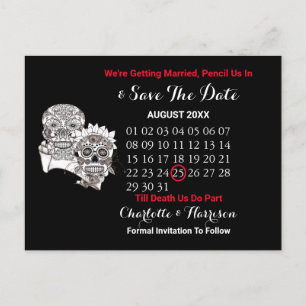 Postal De Anuncios Hasta que la muerte nos separe Calaveras Rojo Negr