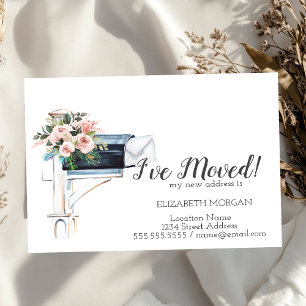 Postal De Anuncios He cambiado de dirección, Buzón de acuarela flores