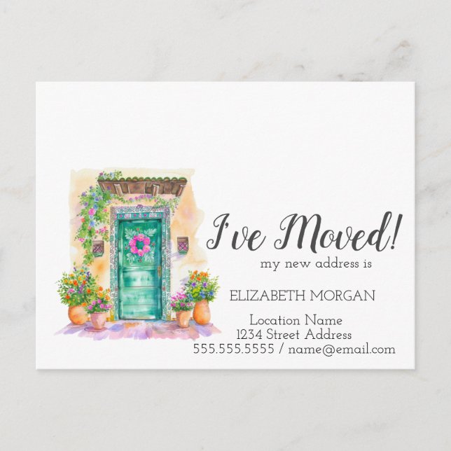 Postal De Anuncios He me movido,Anuncio de puerta de casa mexicana (Anverso)