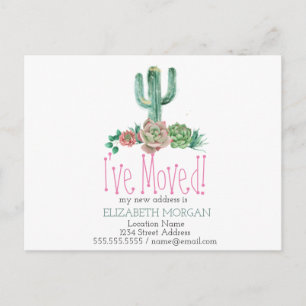 Postal De Anuncios He Movido Cactus Suculenta Nueva Dirección