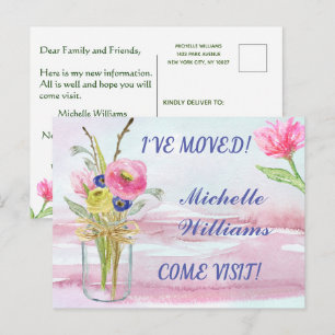 Postal De Anuncios He movido el movimiento floral de acuarela clásica