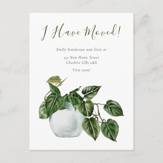 Postal De Anuncios He movido el nuevo cambio de dirección en casa (Anverso)