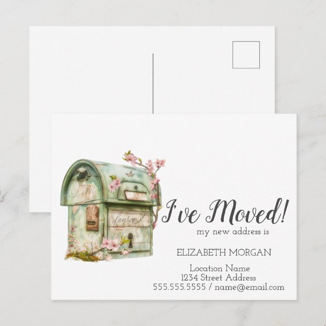 Postal De Anuncios He Movido, Flores de Buzón Antiguo (Anverso / Reverso)