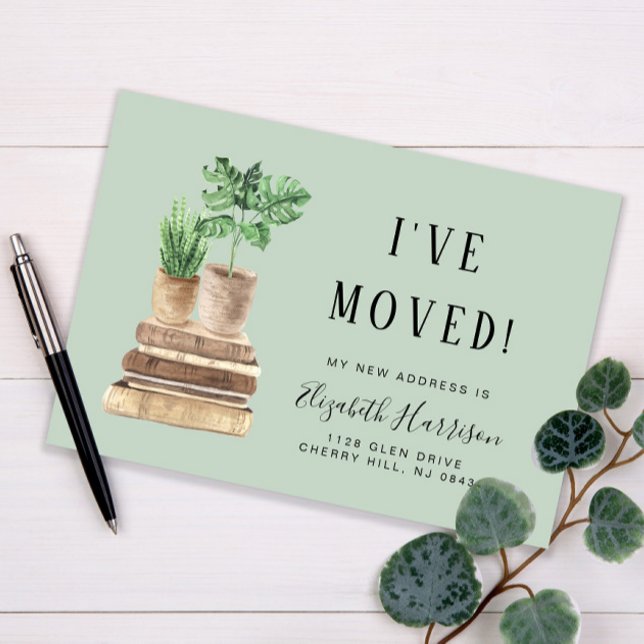 Postal De Anuncios He movido las plantas de Boho Sage Green Moving (Subido por el creador)