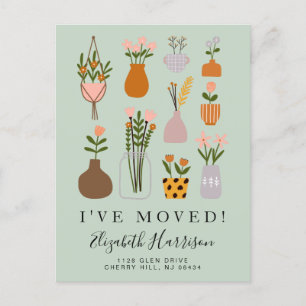 Postal De Anuncios He Movido Plantas Boho Verde Menta Mudanza