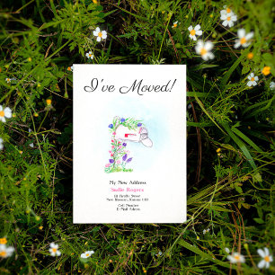 Postal De Anuncios He movido un buzón de acuarela con flores