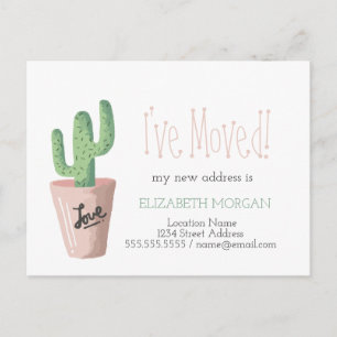 Postal De Anuncios He Mudado Amor de Cactus Nueva Dirección