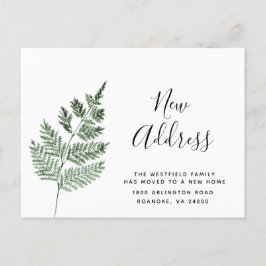 Postal De Anuncios Helecho Verde Nueva Dirección Botánica Simple en M