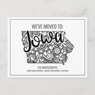 Postal De Anuncios Hemos Cambiado de Dirección Floral Mandala Iowa St