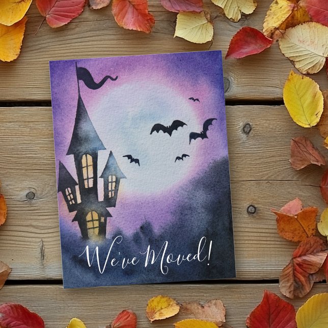 Postal De Anuncios Hemos cambiado la nueva dirección acuarela Hallowe (Subido por el creador)