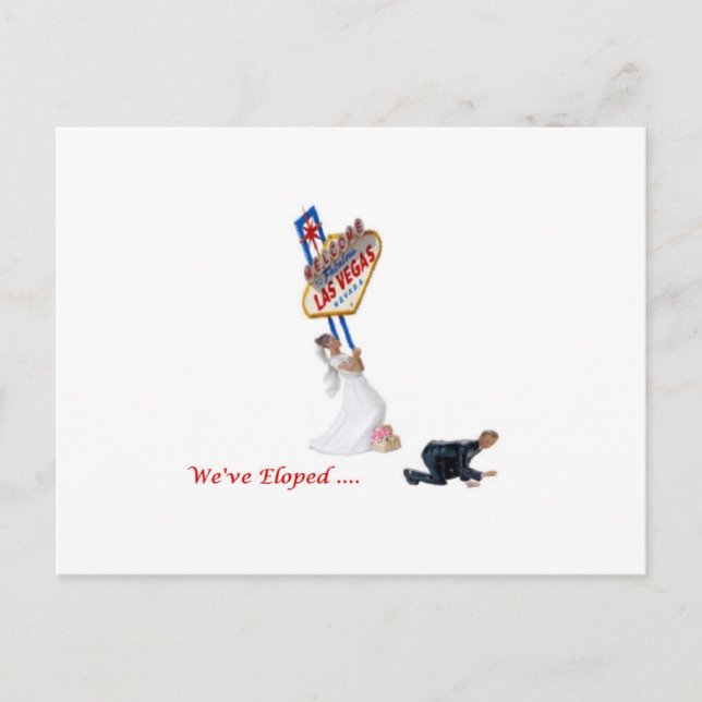 Postal De Anuncios Hemos Eloped... Las Vegas Postcard Bride & Groom (Anverso)