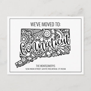 Postal De Anuncios Hemos movido a Floral Mandala estado de Connecticu