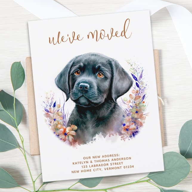 Postal De Anuncios Hemos movido a Labrador Puppy Boho Floral Dog Movi (Subido por el creador)