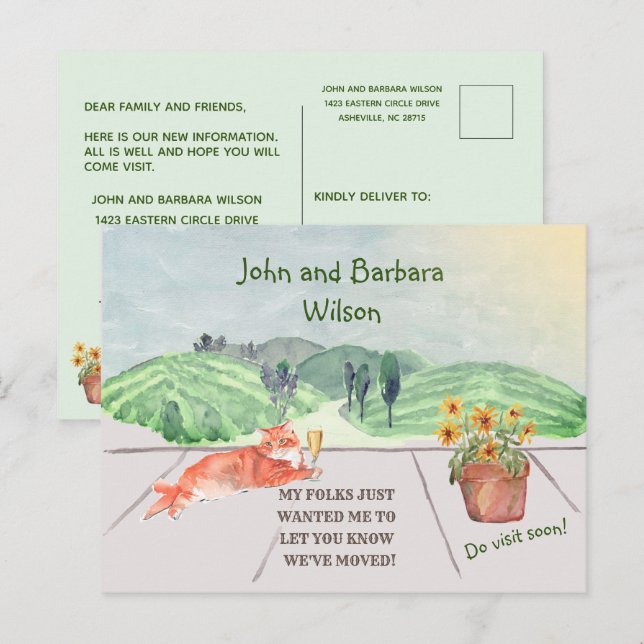 Postal De Anuncios Hemos movido a un gato de familia rural con presup (Anverso / Reverso)