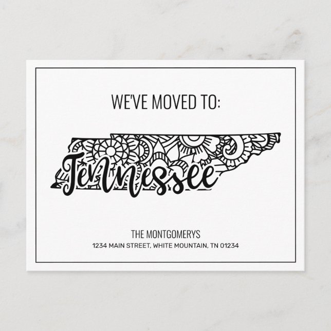 Postal De Anuncios Hemos movido al estado de Mandala Tennessee (Anverso)
