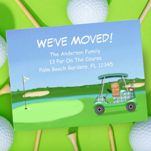 Postal De Anuncios Hemos Movido Carrito de Golf con Cajas de Mudanza 