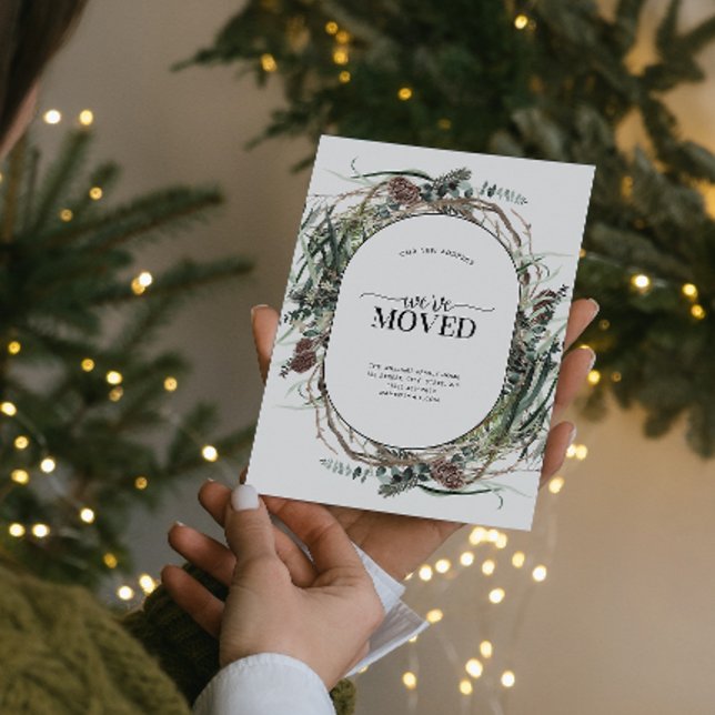 Postal De Anuncios Hemos movido el invierno agitado de Eucalyptus (Celebrate the new beginning with this festive 'We've Moved" postcard!
)