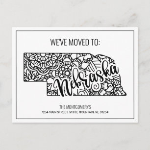 Postal De Anuncios Hemos Movido Floral Mandala Nebraska State