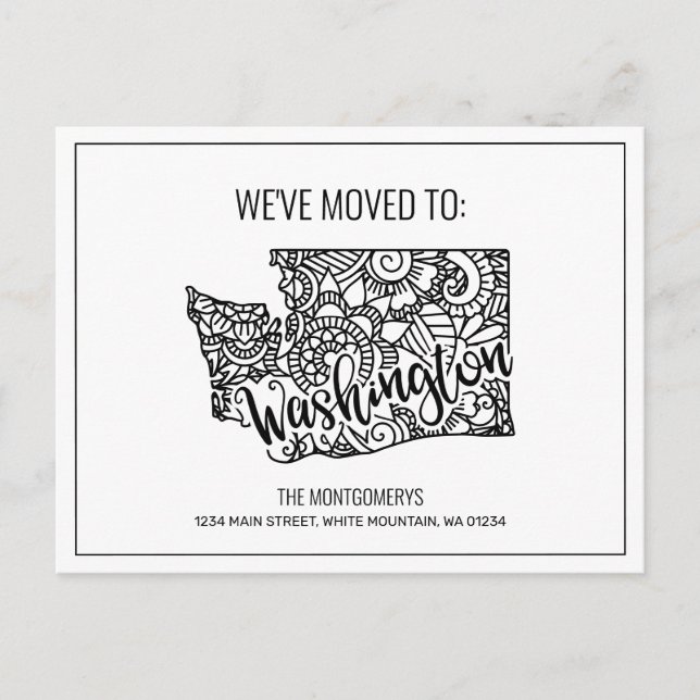 Postal De Anuncios Hemos movido la floral Mandala Washington State (Anverso)