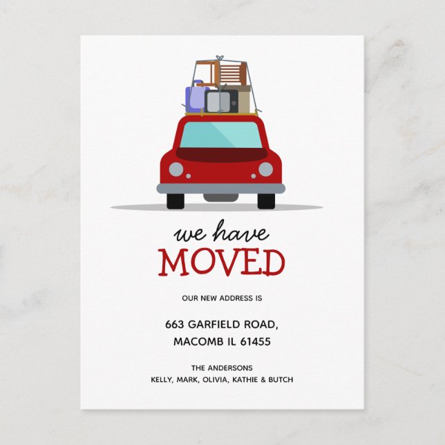 Postal De Anuncios Hemos movido la nueva dirección de la familia (Anverso)