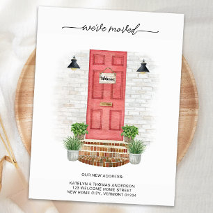 Postal De Anuncios Hemos movido nueva dirección moderna acuarela puer