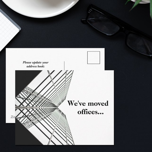 Postal De Anuncios Hemos movido Office Business Black White Moving (Subido por el creador)