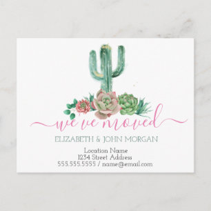 Postal De Anuncios Hemos movido Suculenta de Cactus de Acuarela