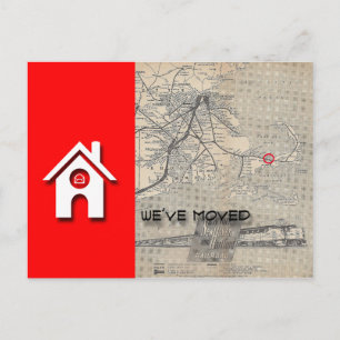 Postal De Anuncios Hemos movido W Mapa de la casa Reemplazar con su p