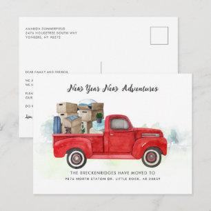 Postal De Anuncios Hemos mudado Aventuras de Año Nuevo Camión de Muda