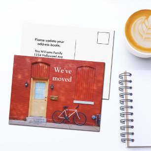 Postal De Anuncios Hemos Mudado Bicicleta Roja Moderna y Bonita de Ca