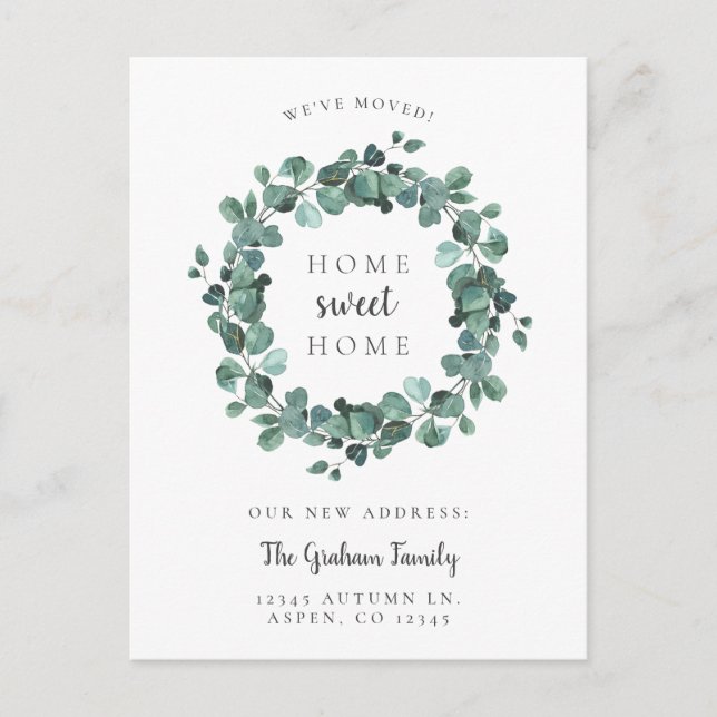 Postal De Anuncios Hemos Mudado Eucalipto Acuarela (Anverso)