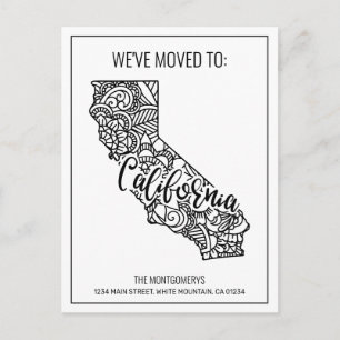 Postal De Anuncios Hemos mudado Floral Mandala California State