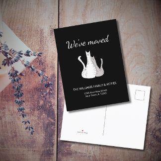 Postal De Anuncios Hemos mudado gatos blancos negros en movimiento