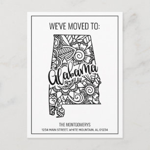 Postal De Anuncios Hemos mudado la floral Mandala Alabama nueva casa