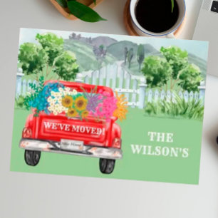 Postal De Anuncios Hemos Mudado Presupuesto Floral de Cerca de Campo