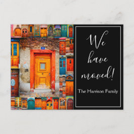Postal De Anuncios Hemos Mudado Puertas Modernas Moviendo Invitacione