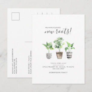 Postal De Anuncios Hemos Plantado Nuevas Raíces Botánico Mudanza