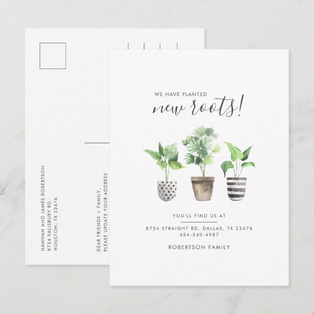 Postal De Anuncios Hemos Plantado Nuevas Raíces Botánico Mudanza (Anverso / Reverso)
