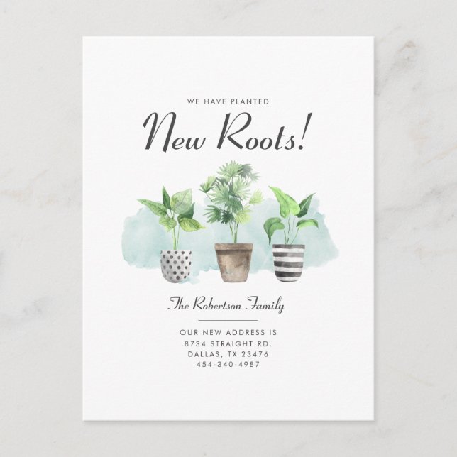 Postal De Anuncios Hemos Plantado Nuevas Raíces Nueva Dirección Mudan (Anverso)