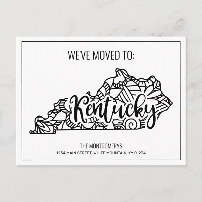 Postal De Anuncios Hemos trasladado a Mandala Kentucky, estado floral (Anverso)