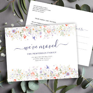 Postal De Anuncios Hemos trasladado flores silvestres florales acuare