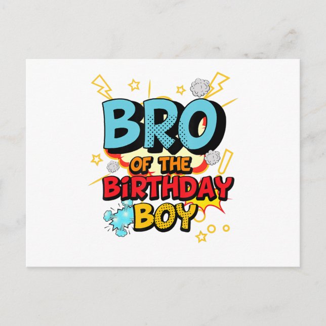 Postal De Anuncios Hermano Del Regalo De Superheroína De Birthday Boy (Anverso)