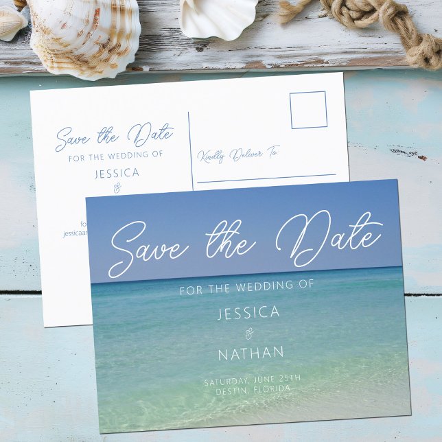 Postal De Anuncios Hermosa fotografía de Beach Horizon salva la fecha (Subido por el creador)