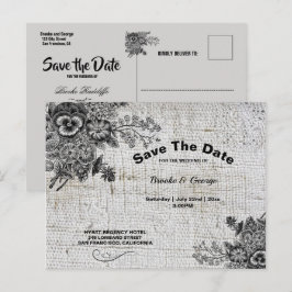 Postal De Anuncios Hermosas flores grises y negras salvan la fecha