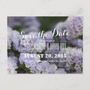 Postal De Anuncios Hermosas Flores Violetas de Boda Save the Date