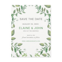 Hermoso verde botánico Save the Date