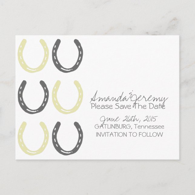 Postal De Anuncios Herraduras con tema ecuestre para salvar la fecha (Anverso)