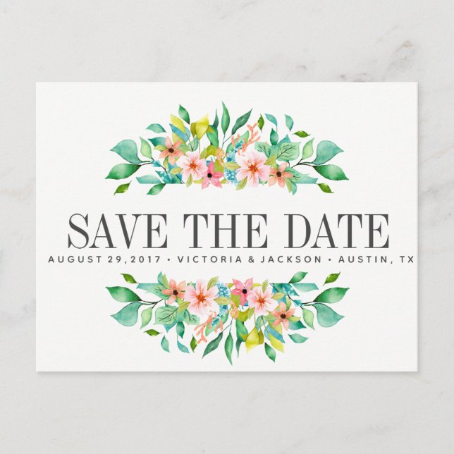 Postal De Anuncios Hibisco Tropical | AHORRO para la BODA (Anverso)
