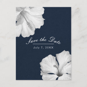 Postal De Anuncios Hibiscus Blue Tropical Save the Date