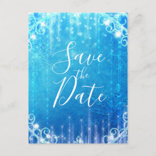 Postal De Anuncios Hielo Congelado Brillante Azul Invierno Guardar la